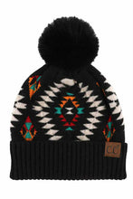 Load image into Gallery viewer, Aztec Patterned Faux Fur Pom CC Beanie Adult