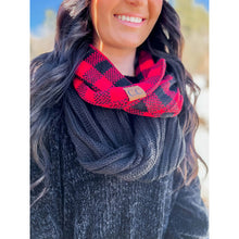 Load image into Gallery viewer, Buffalo Check Knit Infinity Scarf CC Beanie Adult