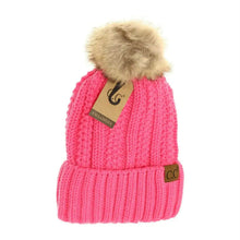 Load image into Gallery viewer, Fuzzy Lined Fur Pom CC Beanie Adult