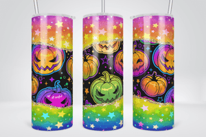 Rainbow Pumpkin Halloween Skinny Tumbler