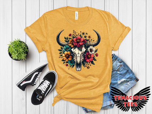Western Floral Skull Tee
