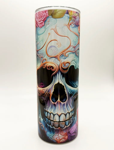 Floral Skull Skinny Tumbler