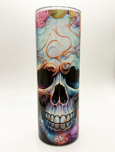 Floral Skull Skinny Tumbler
