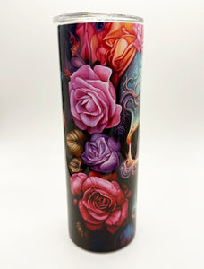 Floral Skull Skinny Tumbler