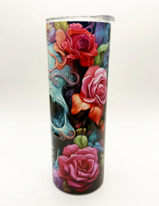 Floral Skull Skinny Tumbler