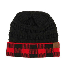 Load image into Gallery viewer, Buffalo Plaid Check Knit CC Beanie Adult