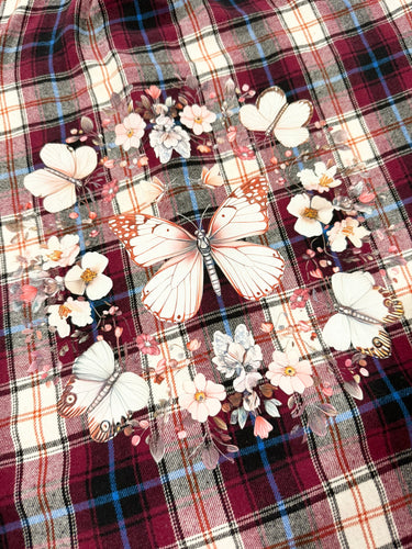 Floral Butterfly Upcycled Flannel - Size XL
