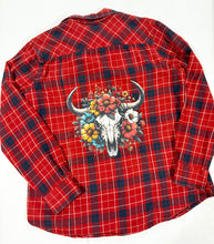 Load image into Gallery viewer, Western Cow Skull Upcycled Flannel - Size L