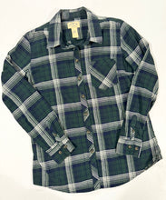 Load image into Gallery viewer, Floral Linocut Upcycled Flannel - Size S