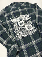 Load image into Gallery viewer, Floral Linocut Upcycled Flannel - Size S
