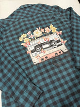 Load image into Gallery viewer, Retro Floral Cassette Tape Upcycled Flannel - Size XL