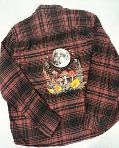 Lunar Mushrooms Upcycled Flannel - Size XL