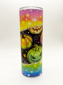Rainbow Pumpkin Halloween Skinny Tumbler