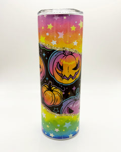 Rainbow Pumpkin Halloween Skinny Tumbler