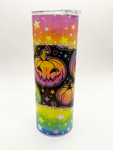 Load image into Gallery viewer, Rainbow Pumpkin Halloween Skinny Tumbler
