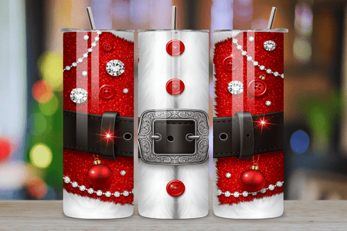 Santa Belt Glitter Christmas Skinny Tumbler