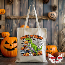 Load image into Gallery viewer, Halloween Trick or Treat Canvas Tote Bag