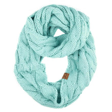 Load image into Gallery viewer, Solid Cable Knit Infinity Scarf CC Beanie Adult