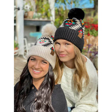 Load image into Gallery viewer, Aztec Patterned Faux Fur Pom CC Beanie Adult