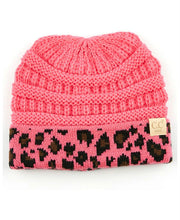 Load image into Gallery viewer, Matching Cuff Leopard Print CC Beanie Kids